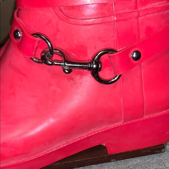 Coach Rain Boots Pink Lori Size 9 Silver Hardware - Picture 5 of 14